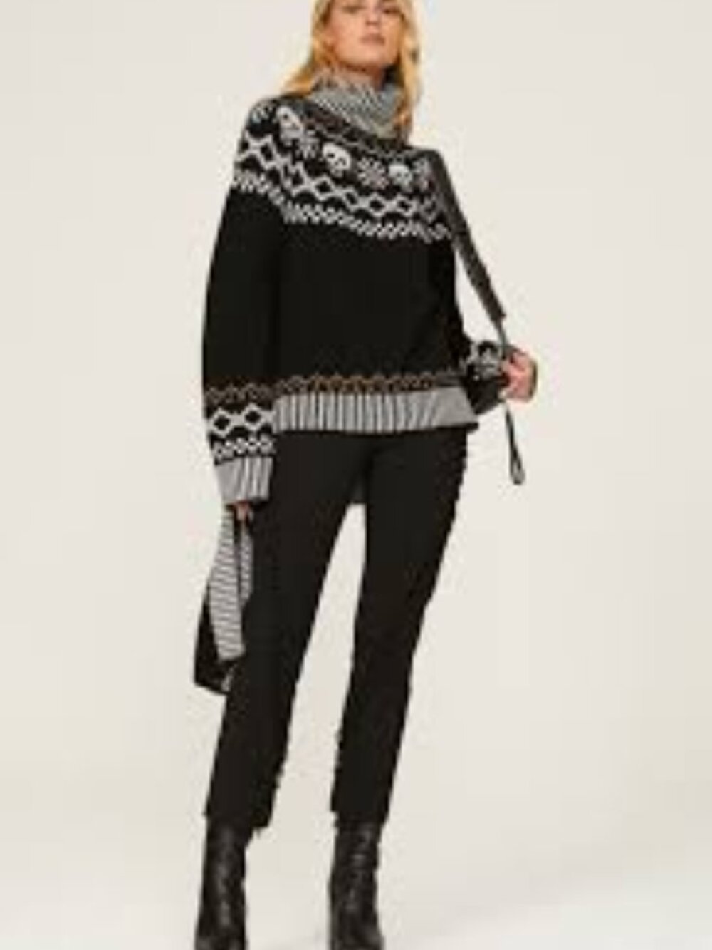 MONSE Merino Wool Sweater Skull detail Cowl Neck XL Perfect Condition